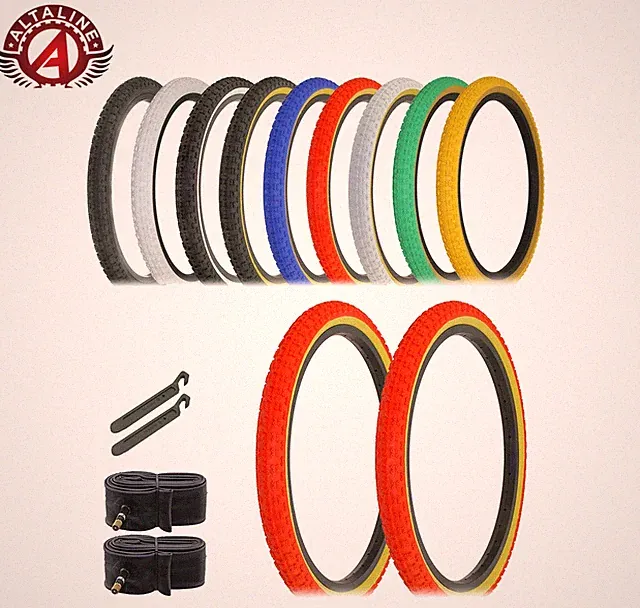2 ALTALINE BICYCLE 20 X 1.75 COMP III TIRES W/TUBES & LEVERS MULTIPLE COLORS.