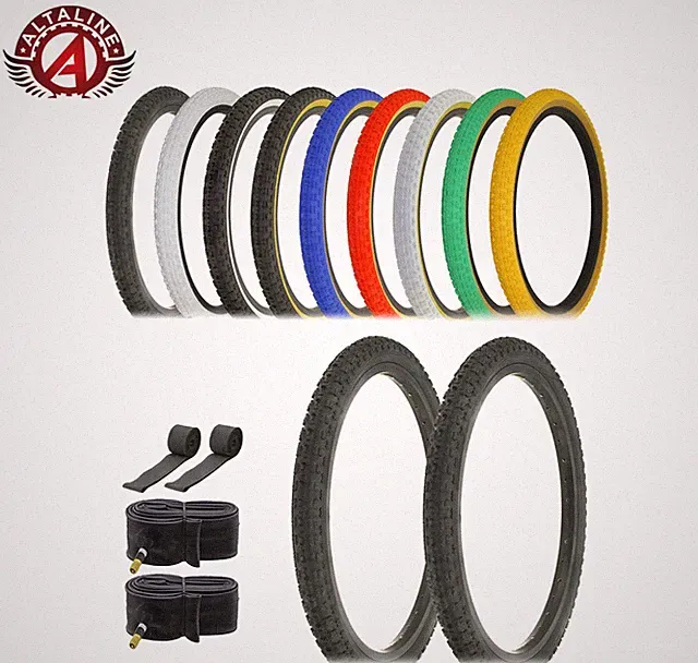 2 ALTALINE BICYCLE 20 X 1.75 COMP III TIRES W/TUBES & RIMSTRIPS MULTIPLE COLORS.
