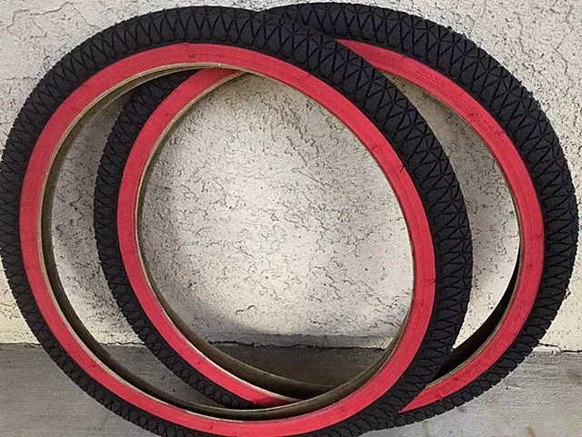 2 TIRES 20X1.95 BMX FREESTYLE BICYCLE DURO BIKE TIRE - RED WALL