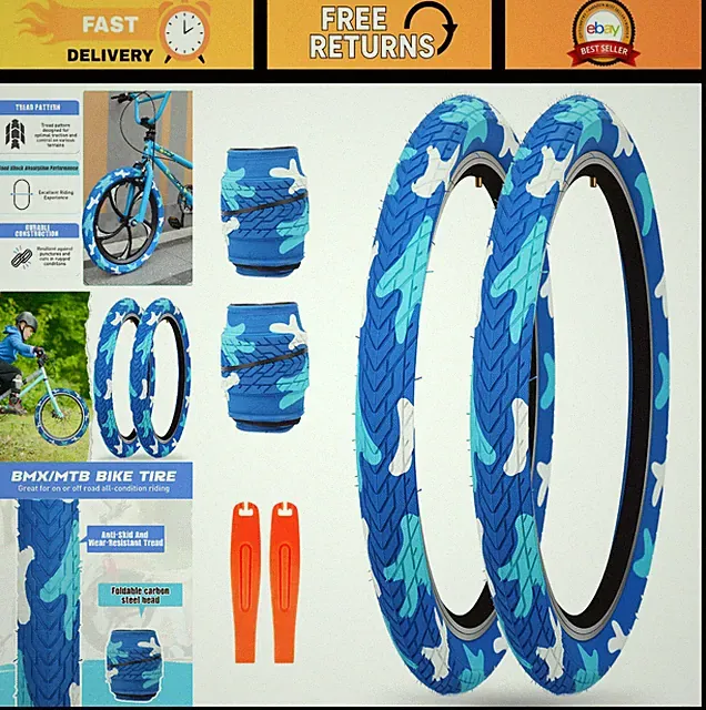 20" BMX Bike Tire Set - 2.35" Foldable All-Terrain Replacement for Kids Freestyl