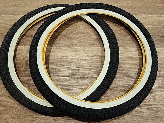 20"x1.95 Bicycle WHITE WALL Wall Tires Freestyle BMX TIRES BLACK/WHTE TIRE