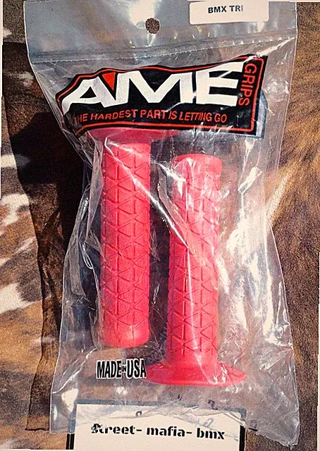 AME TRI BMX bike Grips RED usa! FIT OLD SCHOOL BMX freestyle SE GT HARO HUTCH DK
