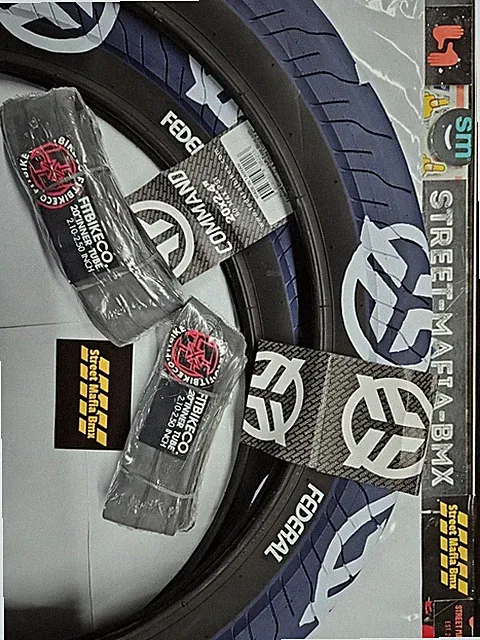 FEDERAL COMMAND 20x2.4" Fat Bmx Bike Tires Blue 1Pr + Fit Tubes Kink Subrosa New