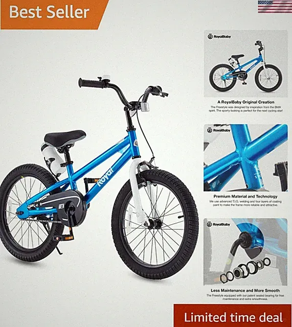 Freestyle Kids Bike with Adjustable Handlebars - 18 Inch Classic for Ages 3-10