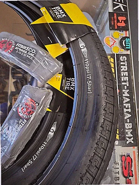 GT FAT Freestyle BMX BIKE TIRES + FIT Tubes 1pair 20"x2.35" Black NEW SCHOOL