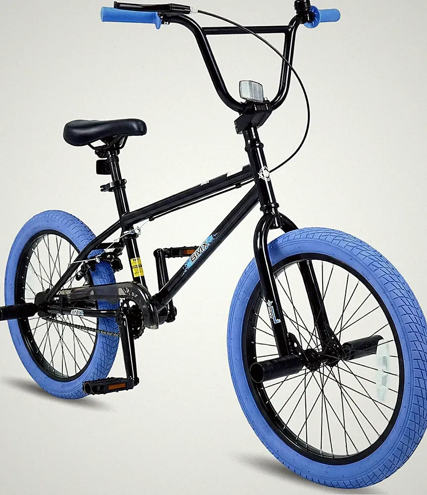 Kids BMX Bike, 20 Inch Freestyle Bicycle with 4 Pegs Carbon Steel Frame Adjustab