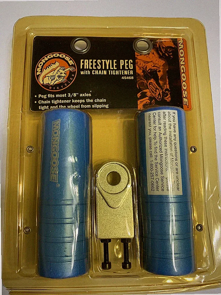 MONGOOSE BMX ORIGINAL BICYCLE PEGS FREESTYLE 45468 & CHAIN TENSIONER