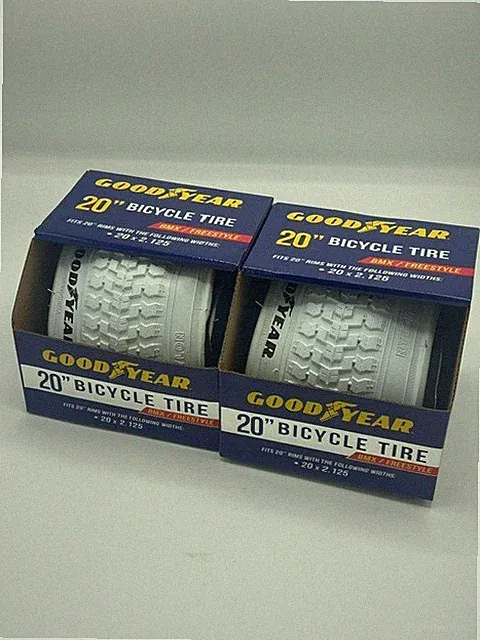 NEW Goodyear 20 x 2.125 BMX Freestyle Folding Bike Tire WHITE PAIR