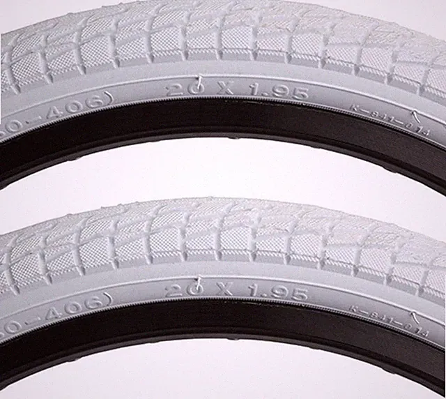 Sunlite Freestyle Kontact Park Street Road White Bike Tire Pair 20 x 1.95
