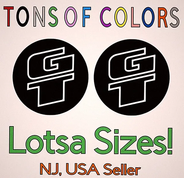 TWO GT Bikes ROUND Die Cut Vinyl Decals MTB Freestyle BMX VBMX Mountain Gravel
