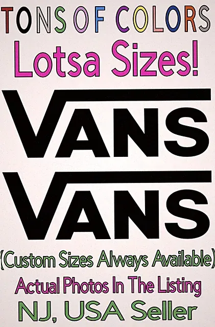 TWO VTG 80s Style Vans Die Cut Vinyl Decals Skateboard Freestyle Bicycle RAD